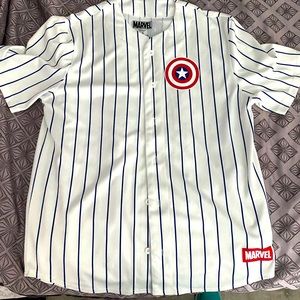Marvel Captain America Pinstripe Baseball Jersey size L